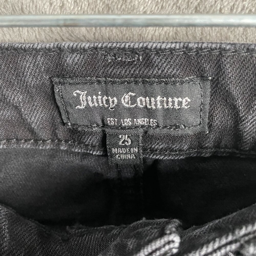 Juicy Couture Venice Straight Leg Jeans Womens 25 Black Wash Y2K Whimsygoth Dark - Picture 4 of 9